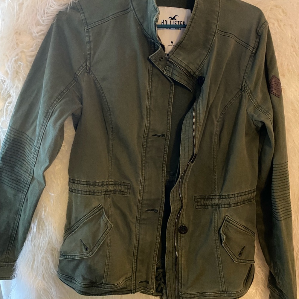 Hollister Khaki Moto Utility Jacket Size Medium